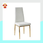 Ensemble de repas rond 4 places avec table en verre et chaises noires et or élégantes – Image 2