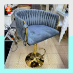 Chaise de bar velours – Image 2