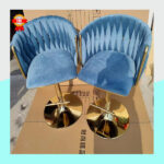 Chaise de bar velours – Image 3